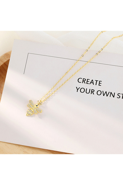 Peach Jewelry Κρεμαστό Μέλισσα από Ασήμι 925, Επιχρυσωμένο 18Κ