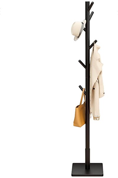 GALORWAY Cuier de Podea din Lemn Masiv, înălțime 175 cm, Bază Pătrată, Design Modern, Negru