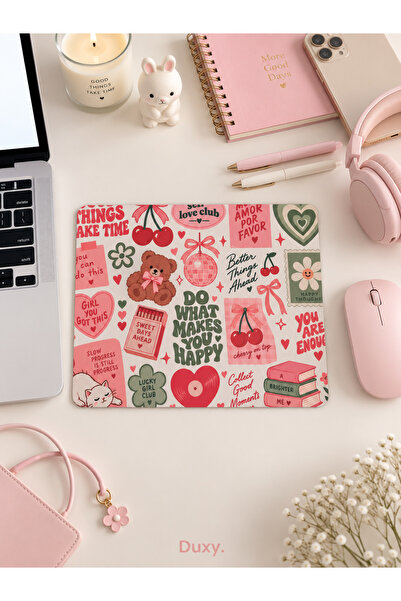 Sevimli Motivasyon Mouse Pad, 23x19 cm, Kaymaz Taban, Ev, Ofis ve Oyun için Rahat ve Yumuşak Mousepad