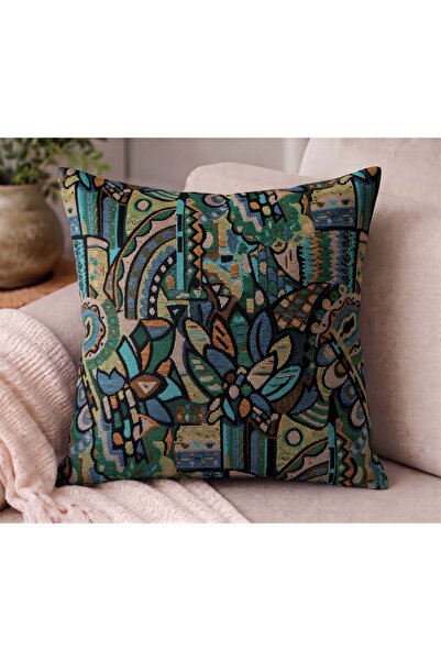 KİLİAHOME Etnik Motifli Jakarlı Goblen Dokuma Kırlent Kılıfı 41x41 cm -Bohem ...