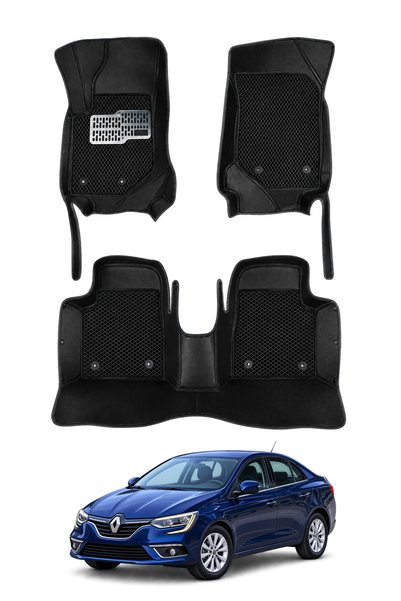 stiloto Renault Megane 4 Sedan (2016–2024) Uyumlu 8D Deri Oto Paspas - Noktal...