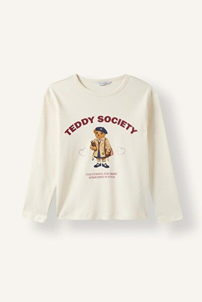DeFacto Crew Neck Animal Pattern Long Sleeve T-Shirt Girls I3607A826Wn