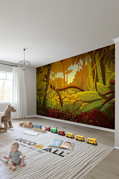 DECOMALL KİDS-152 Çocuk Bekek Genç Odası Tek Parça Duvar Kağıdı Kabartmalı 3D Görünümlü Yapışkan Hediyeli