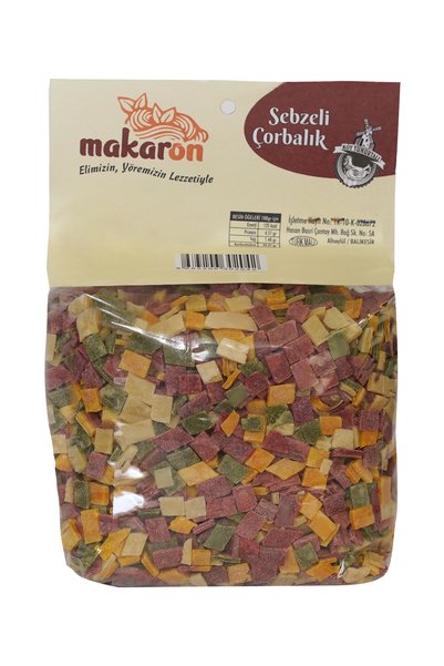 Makaron Köy Yumurtalı Sebzeli Çorbalık 500 g | Renkli Kare Kesme Hamur