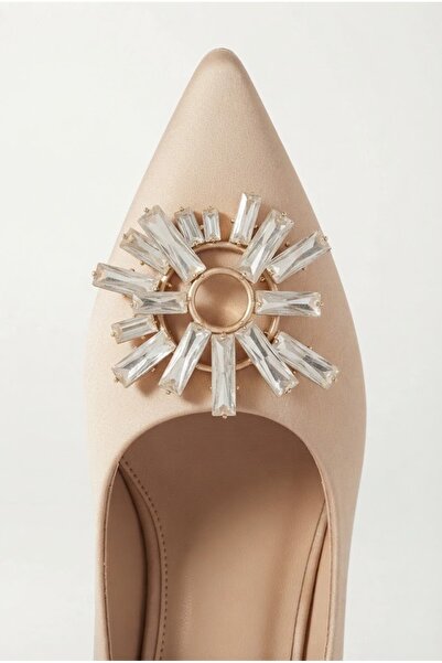 Suuet Holly Women's Stiletto Thin Heel Satin with Stones on the Front