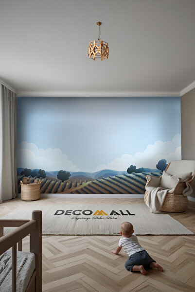 DECOMALL KİDS-164 Çocuk Bekek Genç Odası Tek Parça Duvar Kağıdı Kabartmalı 3D Görünümlü Yapışkan Hediyeli