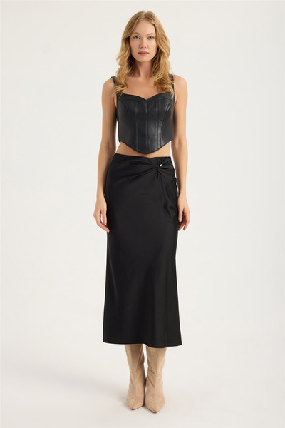 HomeStore Satin Long Twist Detailed Skirt