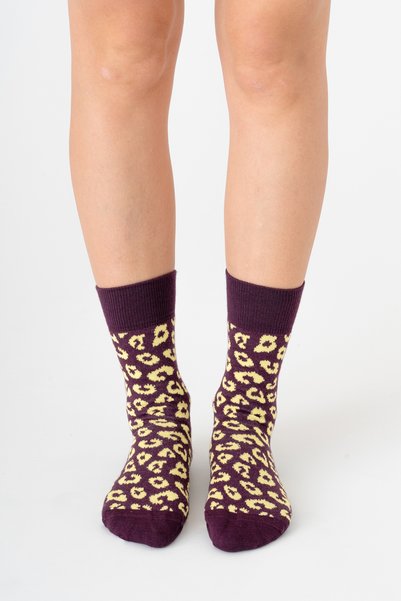 Albero Natur Leopard Patterned Unisex Gots Certified Organic Cotton Socks – Vegan
