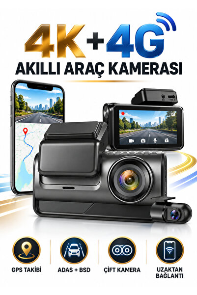 Sidox 4K+1K 4G Yeni Nesil Lensli Çift Yönlü 360° Araç İçi Kamera Wifi+GPS Tüm...