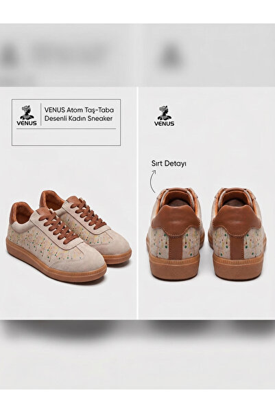 Venüs Kemal Aygün-Venus Atom Stone-Tan Patterned Women's Sneakers