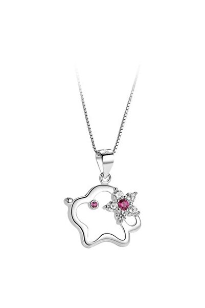 Peach Jewelry Ασημένιο μενταγιόν σύμβολο λουλούδι με ροζ ζιργκόν 925