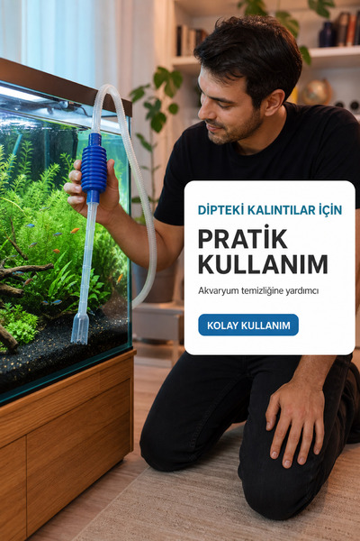 Pernem Akvaryum Su Boşaltma Pompası Dip Çekim Sifonu Hortumlu Kum ve Tortu Te...