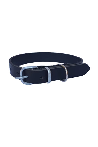 OEM Zgardă pentru câini, piele naturală neagră, 50 x 2 cm, reglabilă 30-39 cm