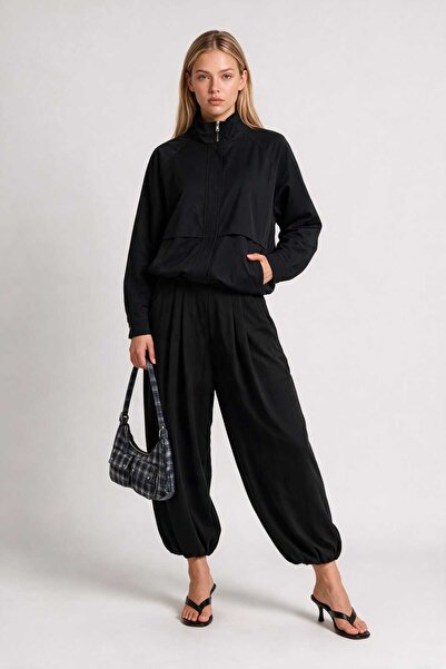 Lovelyİstanbul High Collar Oversize Bomber Jacket Lgx0018 Black