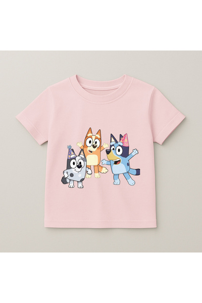 SVART WEAR Bluey Friends Printed Kids T-Shirt 100% Cotton Pink