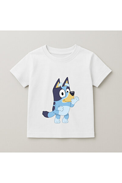SVART WEAR Bluey Waving Hand Printed Children's T-Shirt 100% Cotton White