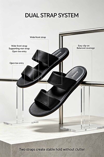 SAUDI STEPS High‑Quality Genuine Leather Casual Slippers for Men, Arch Suppor...
