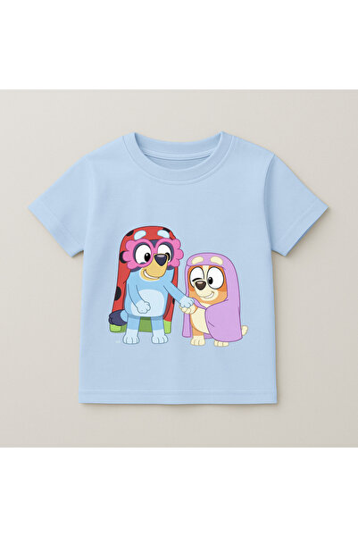 SVART WEAR Bluey Costume Printed Children's T-Shirt 100% Cotton Baby Blue