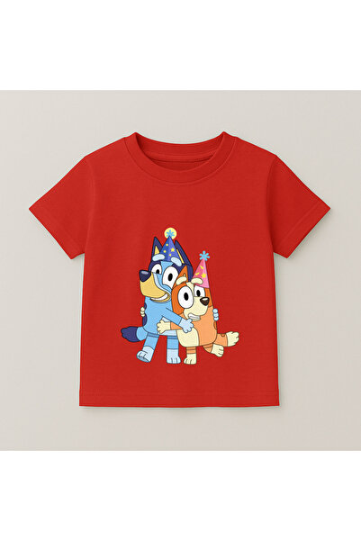 SVART WEAR Bluey and Bingo Printed Children's T-Shirt 100% Cotton Red