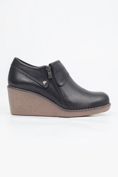 Adım Adım Mammamia Genuine Leather Side Zipper Wedge Heeled Shoes