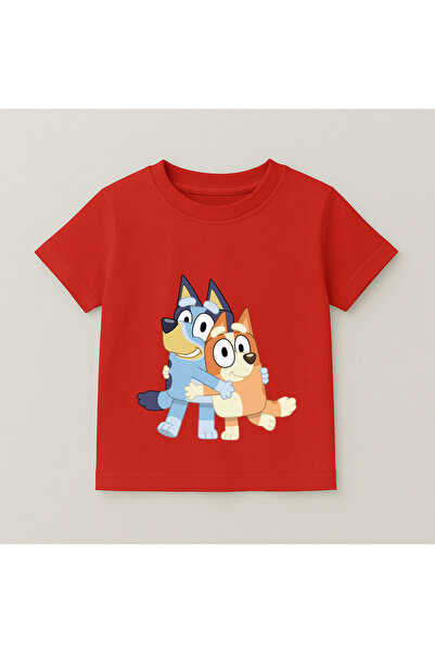 SVART WEAR Bluey and Bingo Printed Children's T-Shirt 100% Cotton Red