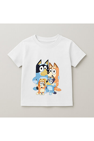 SVART WEAR Bluey Family Printed Kids T-Shirt 100% Cotton White
