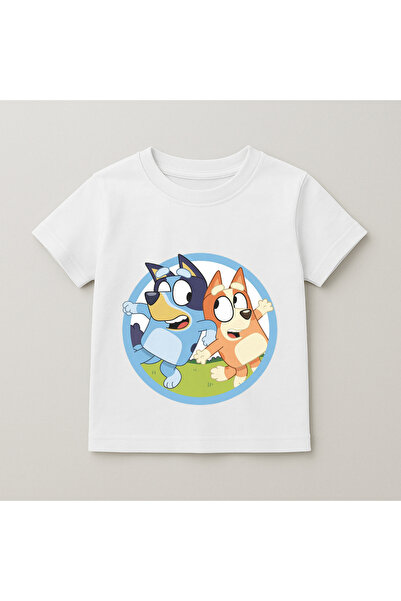 SVART WEAR Bluey and Bingo Round Printed Kids T-Shirt 100% Cotton White