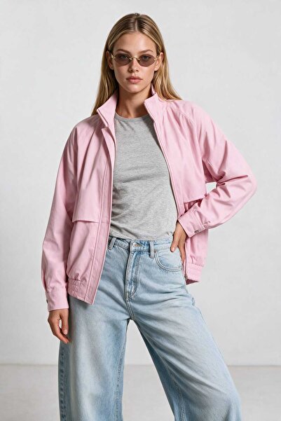 Lovelyİstanbul High Collar Oversize Bomber Jacket Lgx0018 Sugar Pink