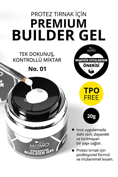 MOMO professional Premium Builder Gel, Airless Ambalajlı Protez Tırnak Jeli N...