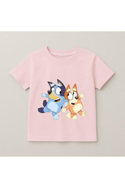 SVART WEAR Tricou pentru copii cu imprimeu Bluey și Bingo Dancing, 100% bumba...