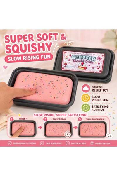 BlueFire Super Soft Strawberry Cake Squishy Toy - Slow Rising PU Foam Stress ...