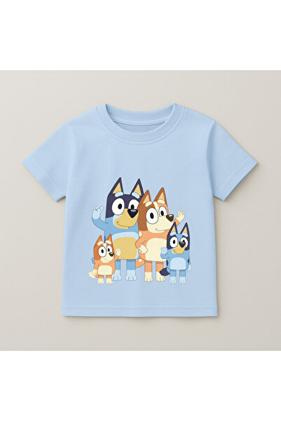 SVART WEAR Bluey Family Printed Kids T-Shirt 100% Cotton Baby Blue