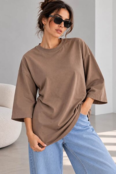 bb butik basic Women's Oversize Modal Blouse with Three-Quarter Sleeves Basic...
