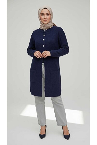 ECE GİYİM Women's Angora Cardigan with Buttoned Pockets for Middle-Aged and O...