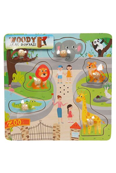 Woody Ahşap Hayvanlar Tutmalı Puzzle 6 Parça