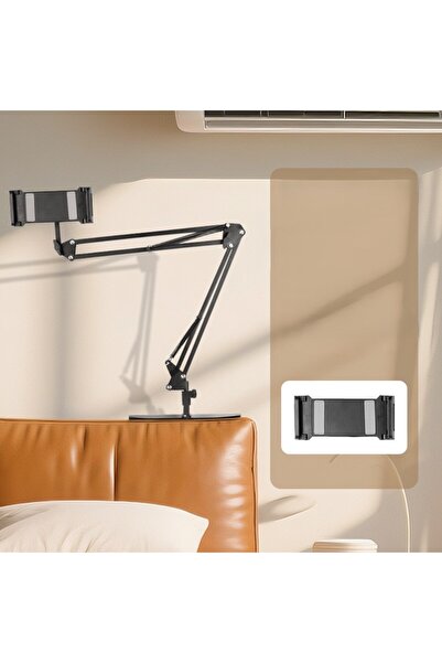 GALORWAY Suport metalic premium de birou pentru telefon, tableta, braț reglabil 360°, negru