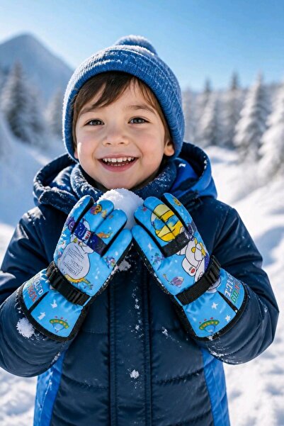 Monalisa Home Blue Color Children's Snow Gloves