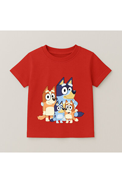 SVART WEAR Bluey Family Printed Kids T-Shirt 100% Cotton Red