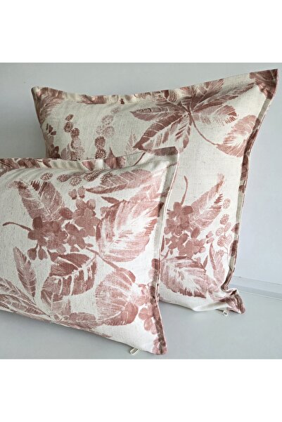 Fabric by Gülçin KOTON PREMİUM KUMAŞ GÜL KURUSU ÇİÇEK DESEN KIRLENT KILIFI