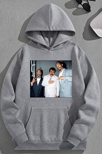 K KOZZ STYLE Unisex 3-κλωνο βαμβακερό γκρι μουσελίνα με στάμπα, φαρδιά φούτερ...