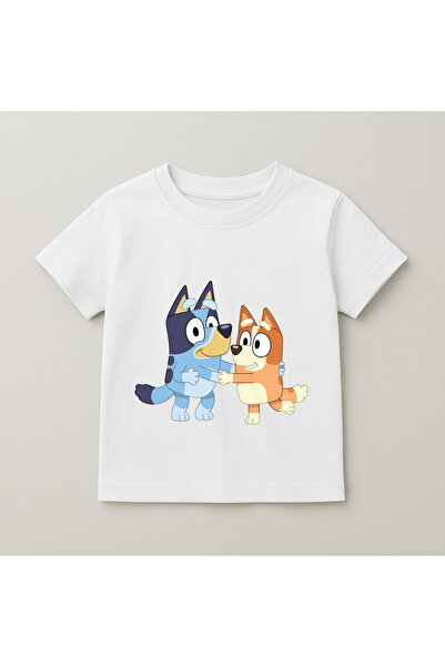 SVART WEAR Bluey and Bingo Hugging Printed Kids T-Shirt 100% Cotton White