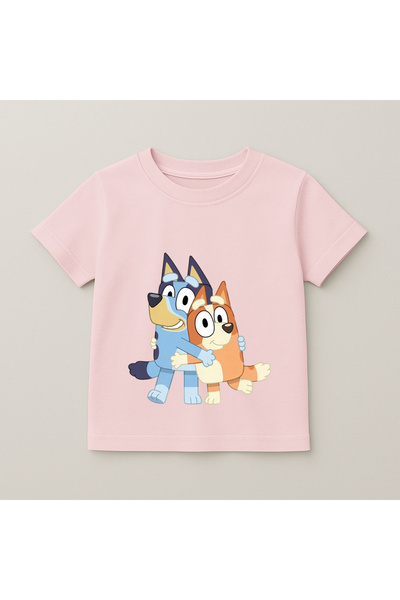 SVART WEAR Bluey and Bingo Party Printed Kids T-Shirt 100% Cotton Pink