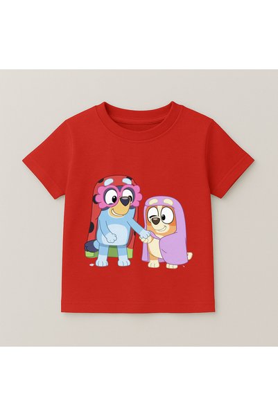 SVART WEAR Bluey Costume Printed Children's T-Shirt 100% Cotton Red
