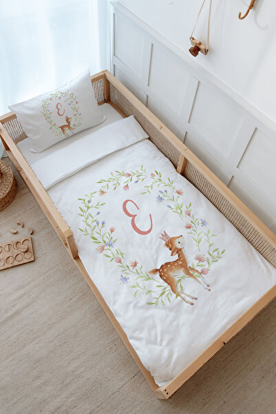 Tuğba Kuğu Montessori Duvet Cover Set (100X200) - Little Deer Series - Letter E