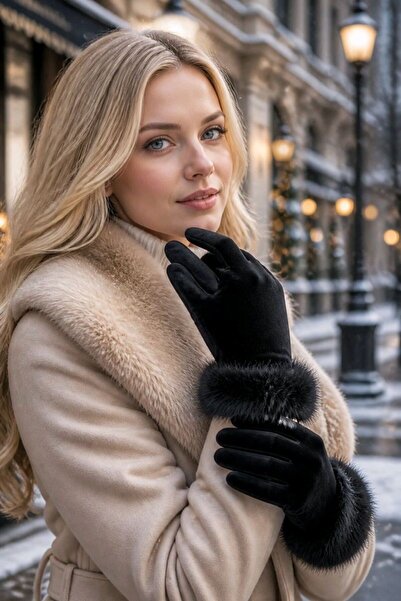 Monalisa Home Black Color Flashy Luxury Figured Gloves