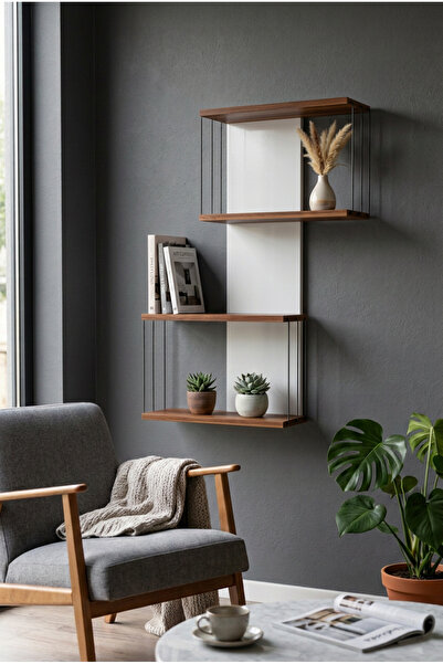 Zevahir Home Kitaplık Organizer Düzenleyici Ahşap Raf Terek Çiçeklik Baharatl...