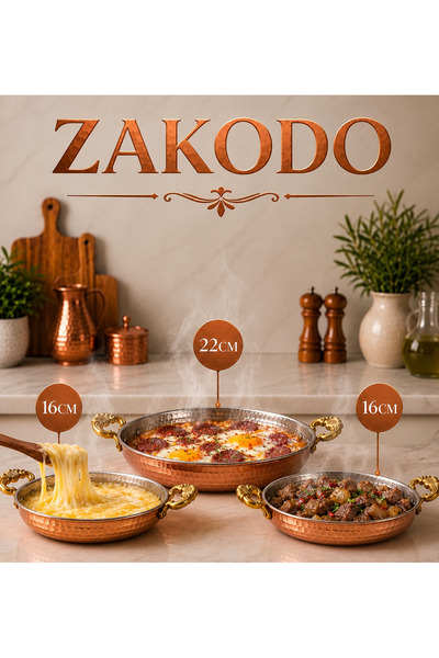 ZAKODO BAKIR 3'LÜ SAHAN TAVA SETİ 22-16-16CM