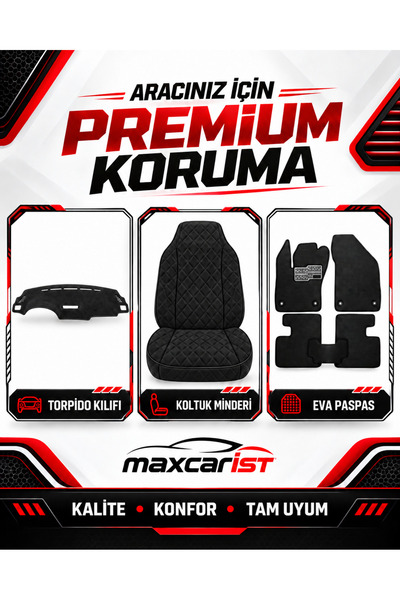 maxcarİST Ford Fiesta (2009-2017) Uyumlu 3’lü Premium Oto Koruma Seti Torpido...