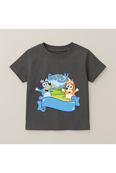 SVART WEAR Детска тениска с щампа на Блуи и Бинго в легло, 100% памук, опушена