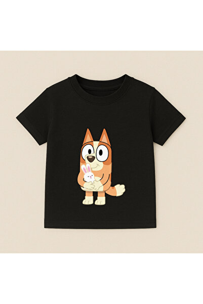 SVART WEAR Bluey Bingo Sitting Printed Kids T-Shirt 100% Cotton Black